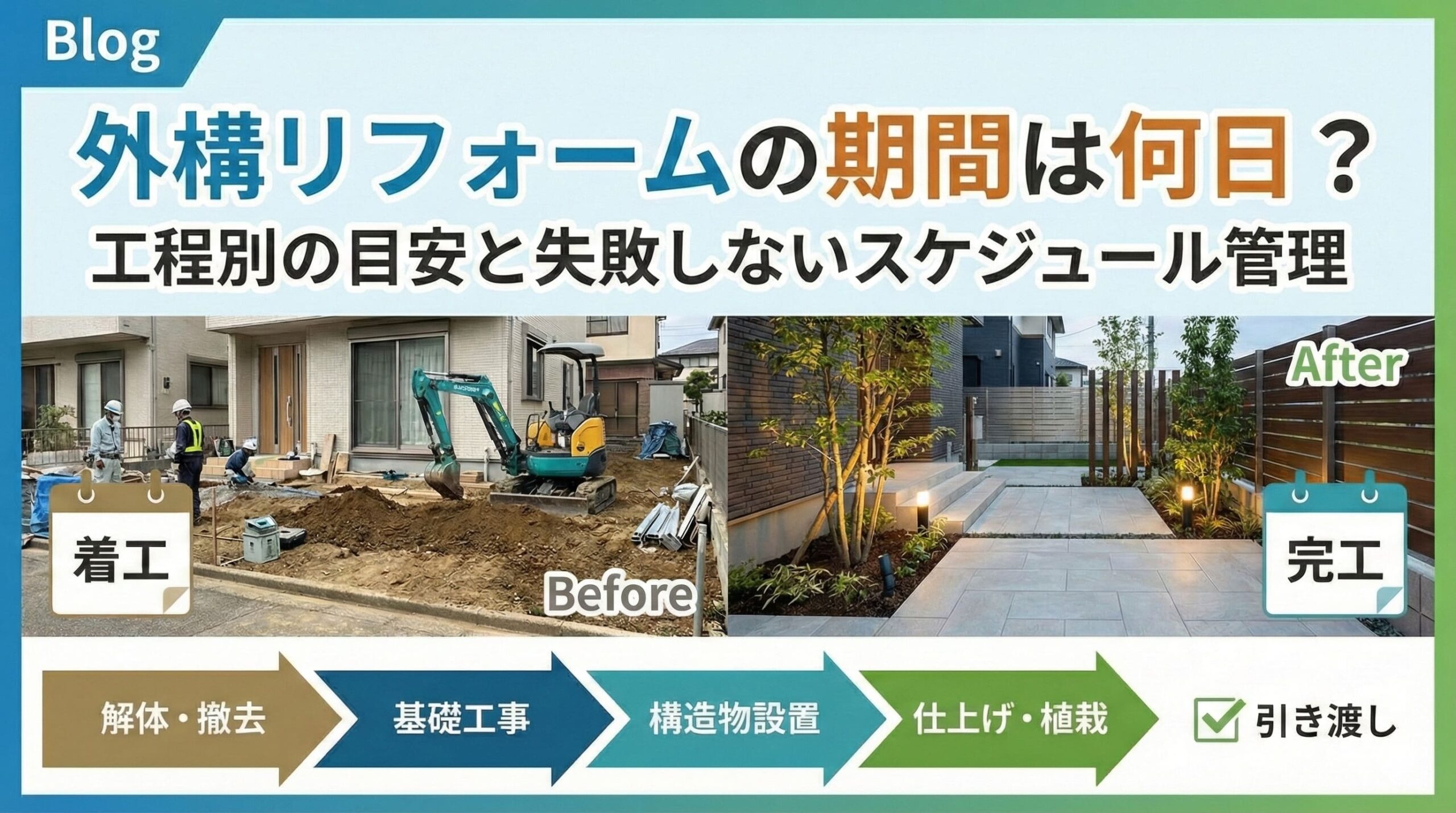 外構リフォームの期間は何日？工程別の目安と失敗しないスケジュール管理